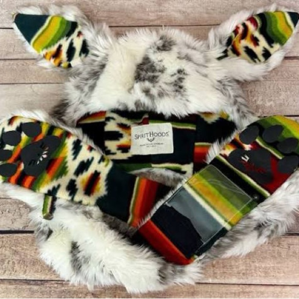 SpiritHoods Multicolor White Snow Bunny Faux Fur Hood